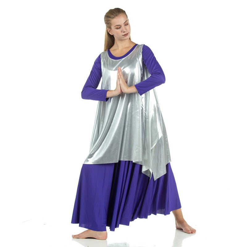 Danzcue Womenâ€™s Celebration of Spirit Dance Drapey Tunic Tank Pullover Praise Dance Tunic for Women, Silver, Large-X-Large - Image 3